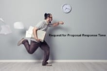 Man rushing for project proposal deadline