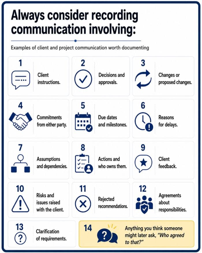 Example communications worth documenting