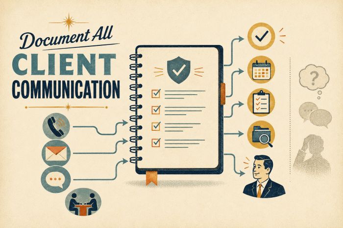 Infographic showing client communication types