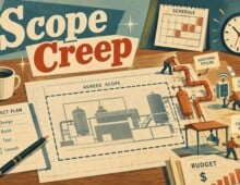 Illustration of project scope creep with plans, schedule, and budget. Scope Creep - myprojectlessons.com