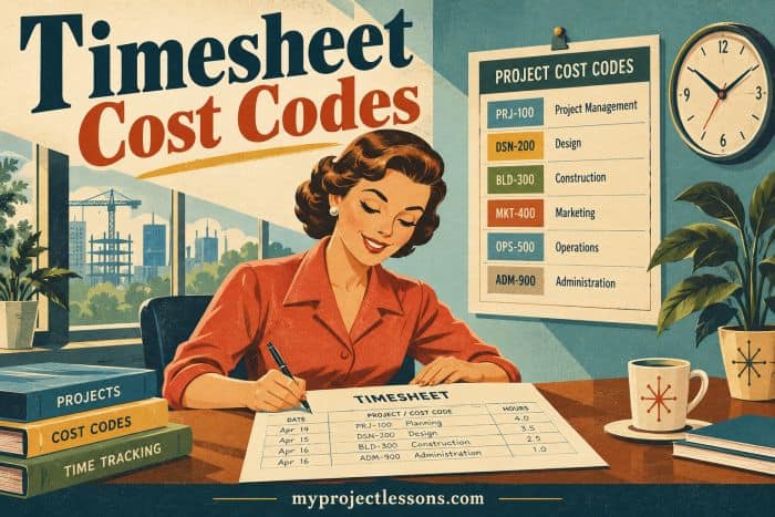 Vintage timesheet and project cost codes - myprojectlessons.com